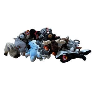 Ty Beanie Baby Lot of 12 Mixed Animals with Hanging Tags Excellent Condition